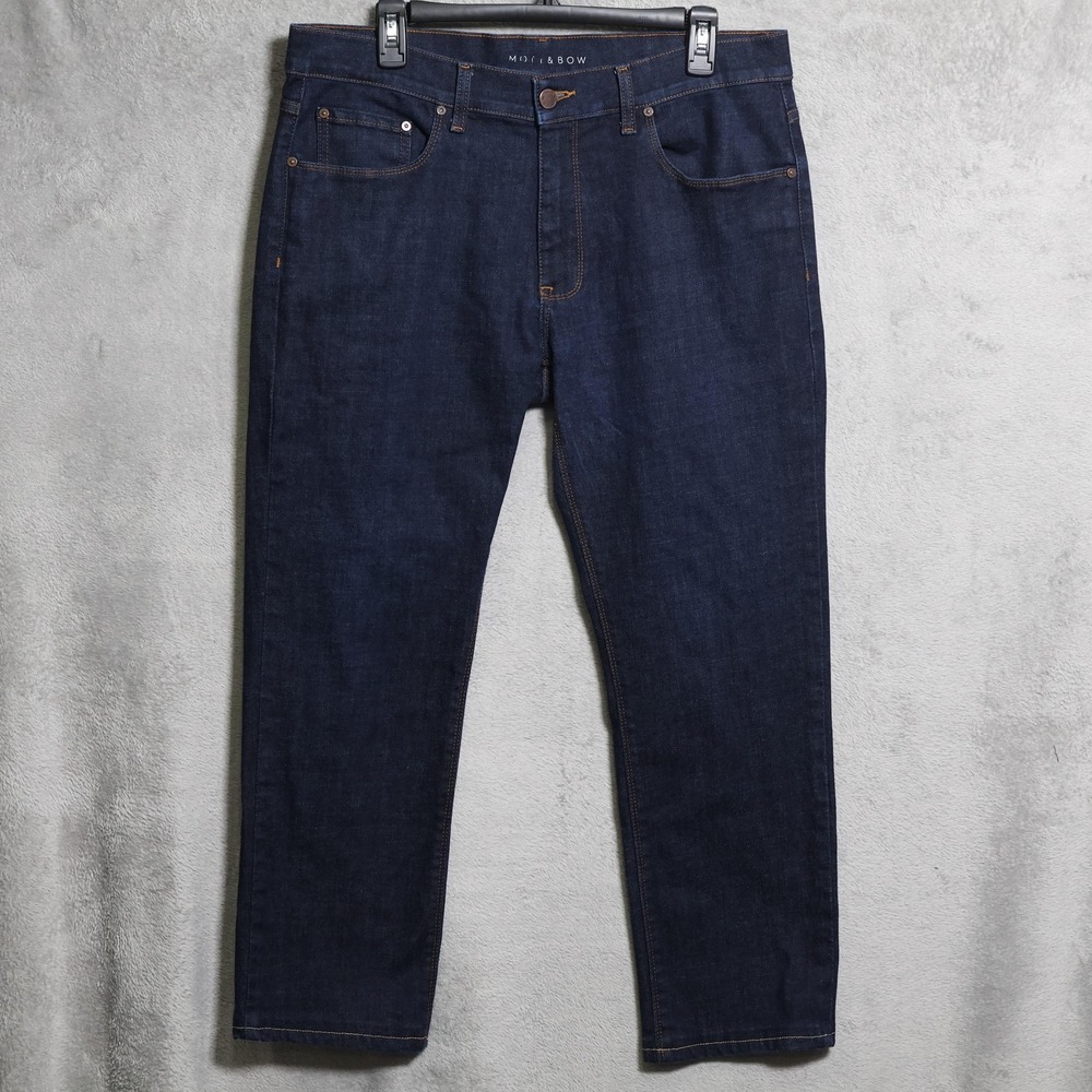 Mott & Bow Crosby Jeans Mens 34x27 Dark Blue Slim Straight Leg Stretch Denim